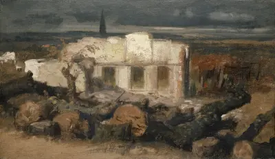 Förstört hus nära Kehl av Arnold Böcklin