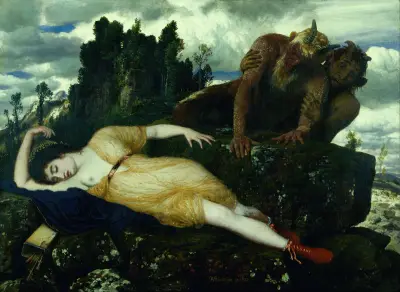 Die schlafende Diana, von zwei Faunen betrachtet von Arnold Böcklin