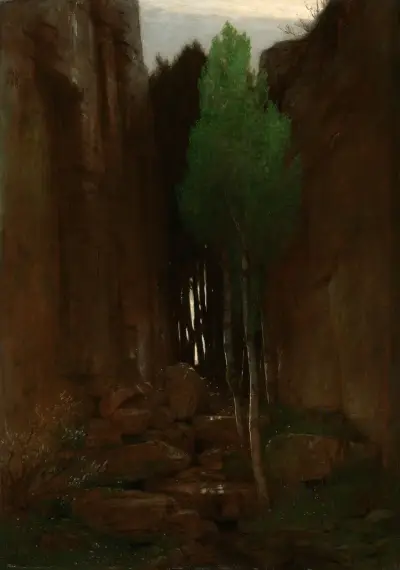 Spring in a Narrow Gorge (Quell in einer Felsschluct) av Arnold Böcklin