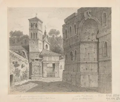 Janusbågen, med San Giorgio in Velabro och Arco degli Argentari i bakgrunden, kyrka i Rom av Arthur Blaschnik