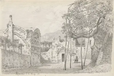 Ein Künstler skizziert unter den Ruinen in Ravello von Arthur Blaschnik