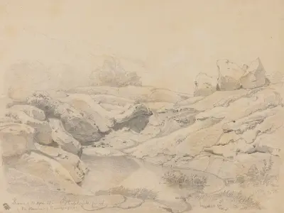 Teich zwischen Felsen an der Via Flaminia von Arthur Blaschnik