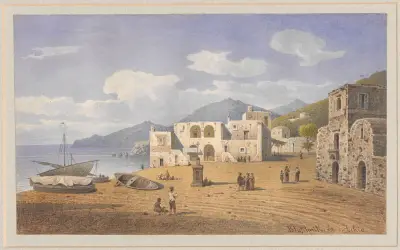 Blick auf einen Kai in der Hafenstadt Lacco Ameno auf Ischia von Arthur Blaschnik