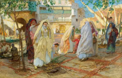 Efter festen – Alger hamn av Frederick Arthur Bridgman