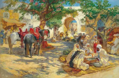 Schackspelare, Biskra av Frederick Arthur Bridgman