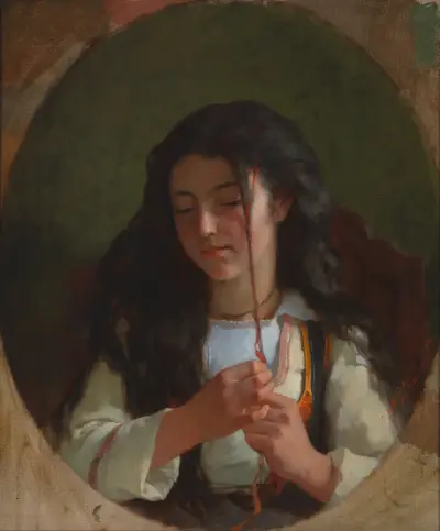 Study of a Young Girl, Pont Aven av Frederick Arthur Bridgman