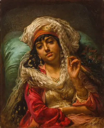 The peacock fan av Frederick Arthur Bridgman