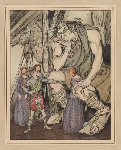 Allies’ fairy book. The Scottish story of ‘The Battle of the Birds’ av Arthur Rackham