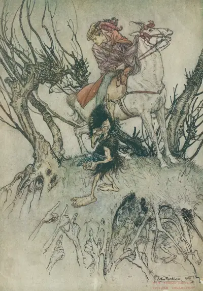 Endlich zeigten alle mit ihren befleckten Fingern auf mich von Arthur Rackham
