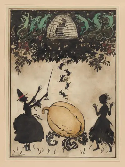 Omslagsdesign för Askungen av Arthur Rackham