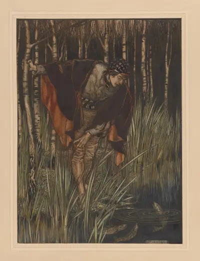 Grimm’s fairy tales. The young count and the fishes av Arthur Rackham