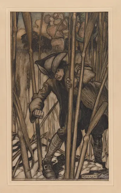 Gulliver’s travels. Gulliver is struck with fear av Arthur Rackham