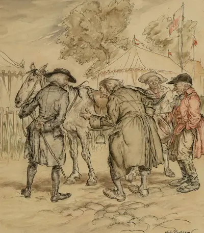 Hästhandel på en marknad av Arthur Rackham
