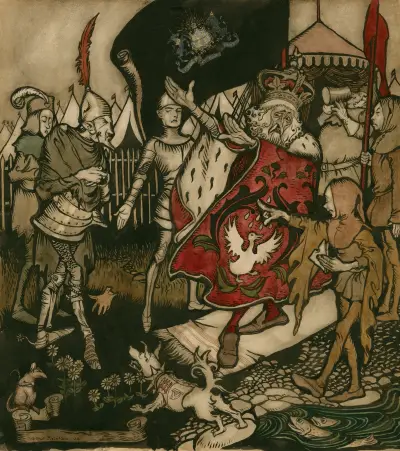 Kung Henrik IV, del 1, akt V, scen 1 av Arthur Rackham