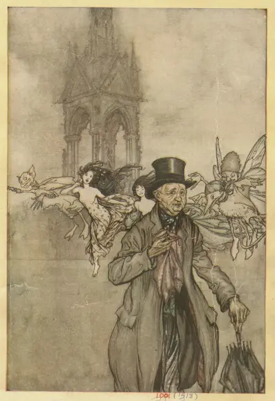 Der alte Mr. Salford war ein Sauergrasapfel eines alten Herrn, der den ganzen Tag in den Gärten umherwanderte von Arthur Rackham