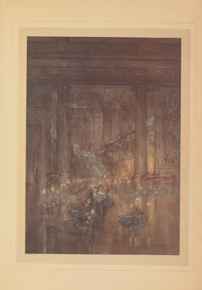Que ce feu assoupi et qui meure remplisse cette maison d’une douce lumière av Arthur Rackham