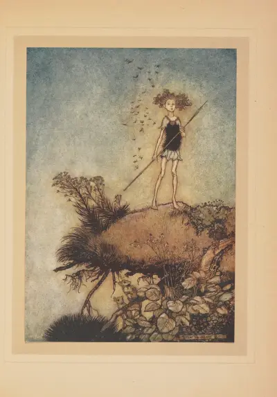 Qu’une de nous reste â distance, en sentinelle av Arthur Rackham