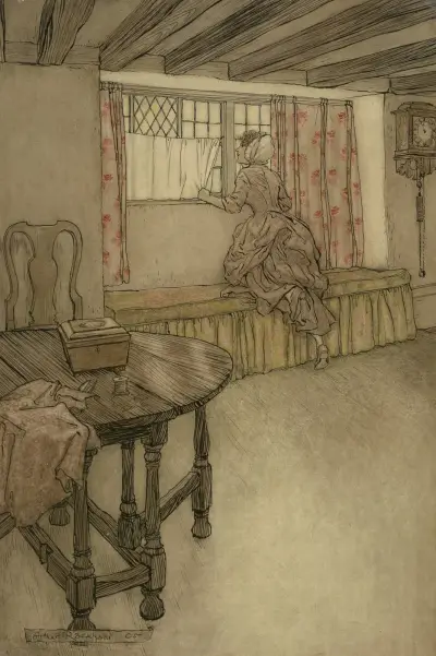 Seltsame Gesichter im Fenster von Arthur Rackham