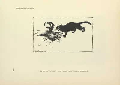 Die Katze und der Hahn – Äsops Fabeln von Arthur Rackham