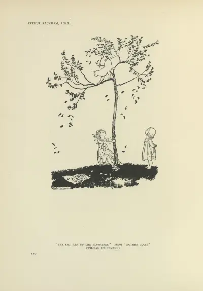 The cat ran up the plum-tree – Mother goose av Arthur Rackham