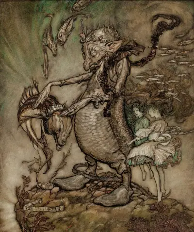 The Fish King and the Dog Fish av Arthur Rackham