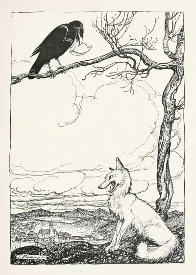 The Fox and the Crow av Arthur Rackham