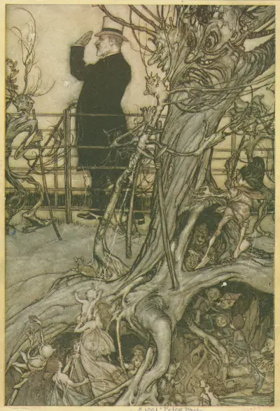 The Kensington Gardens are in London, where the King lives av Arthur Rackham
