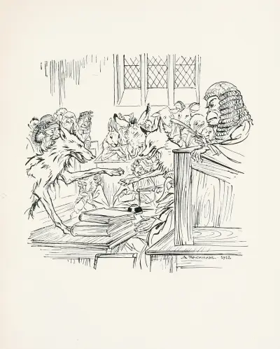 Der Wolf, der Fuchs und der Affe von Arthur Rackham