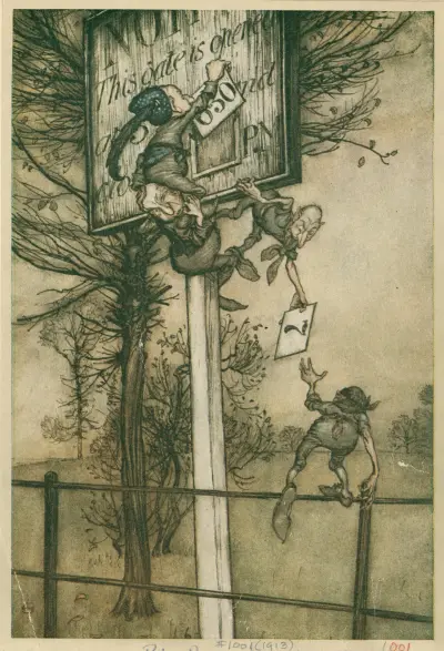 Diese schlauen Feen ändern manchmal das Brett an einem Ballabend von Arthur Rackham