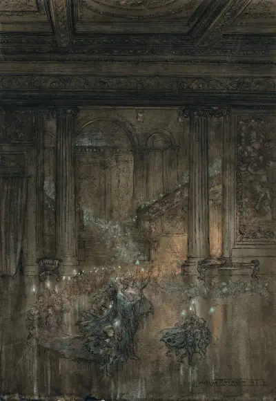 Through the house give glimmering light av Arthur Rackham