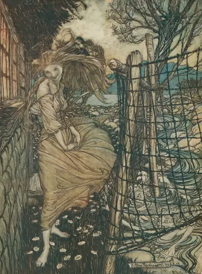 Undine vor dem Fenster von Arthur Rackham