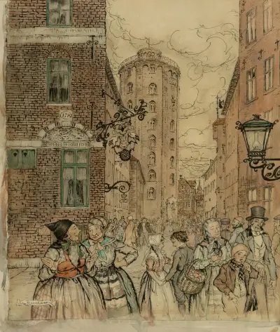 Wir gingen Hand in Hand zum runden Turm von Arthur Rackham