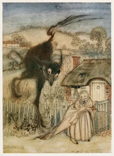 ‘Well!’ she chuckled, ‘I am in luck!’ av Arthur Rackham