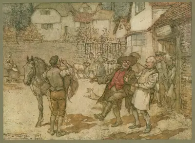 Als ein Zwanzig Schafe einen bemerkenswerten Gewinn eingebracht hatten von Arthur Rackham