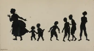 Kvinna och sex barn av Arthur Rackham