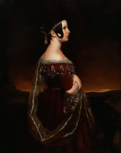 Porträtt av en dam med pärlor av Ary Scheffer