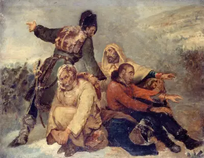 Vier Soldaten einer fliehenden Armee von Ary Scheffer