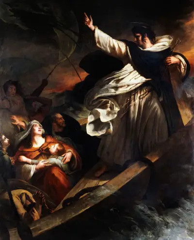 Saint Thomas Aquinas preaching trust in God during the storm av Ary Scheffer