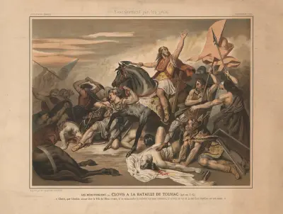 The Merovingians. Clovis at the Battle of Tolbiac. (496 AD) av Ary Scheffer