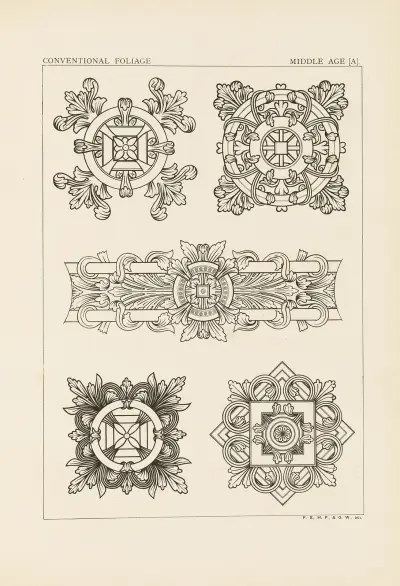 Outlines of ornament in the leading styles Pl.53 av George Ashdown Audsley