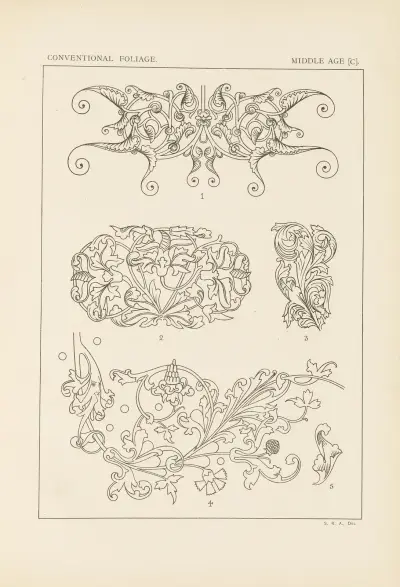 Ornamentets konturer i de ledande stilarna, pl. 55 av George Ashdown Audsley