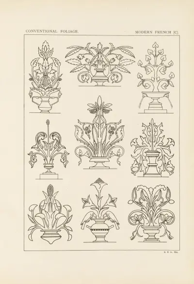 Ornamentets konturer i de ledande stilarna, pl. 58 av George Ashdown Audsley