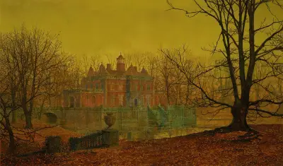 Ett vallgravsomgivet hem i Yorkshire av John Atkinson Grimshaw
