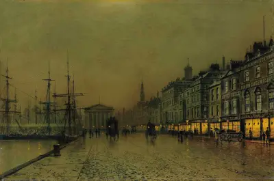 Greenock hamnkaj om natten av John Atkinson Grimshaw