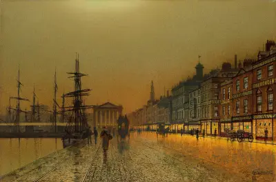Greenock Harbour at night av John Atkinson Grimshaw
