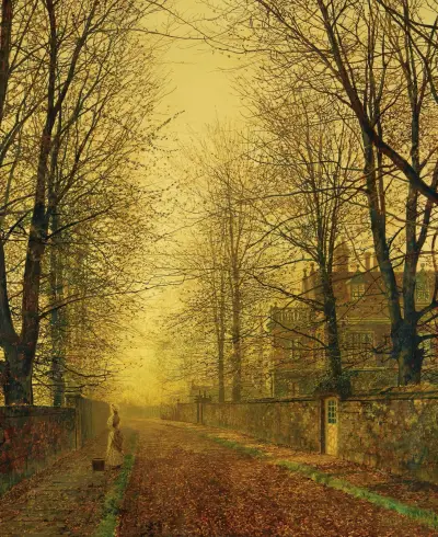 In Autumn’s Golden Glow av John Atkinson Grimshaw