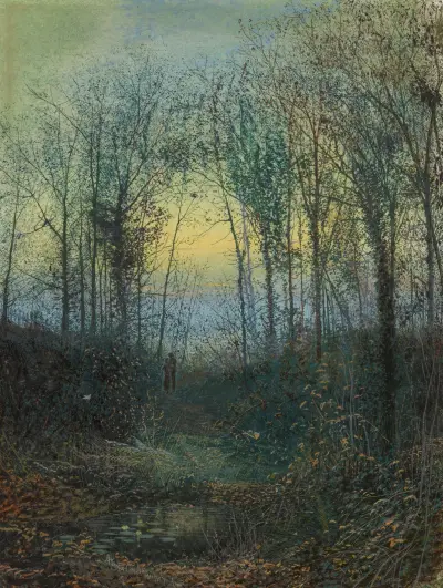 Älskande i en skog av John Atkinson Grimshaw