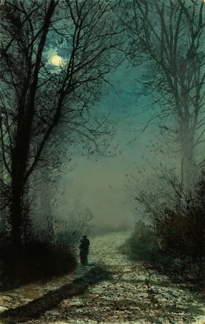 Älskande på en månskensstig av John Atkinson Grimshaw