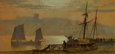 Måne, gasljus och stjärnljus, Whitby av John Atkinson Grimshaw
