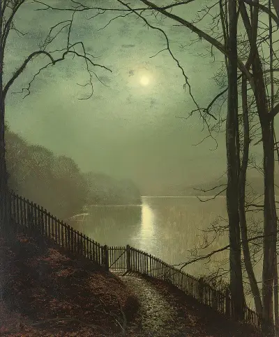 Mondlicht über dem See, Roundhay Park, Leeds von John Atkinson Grimshaw